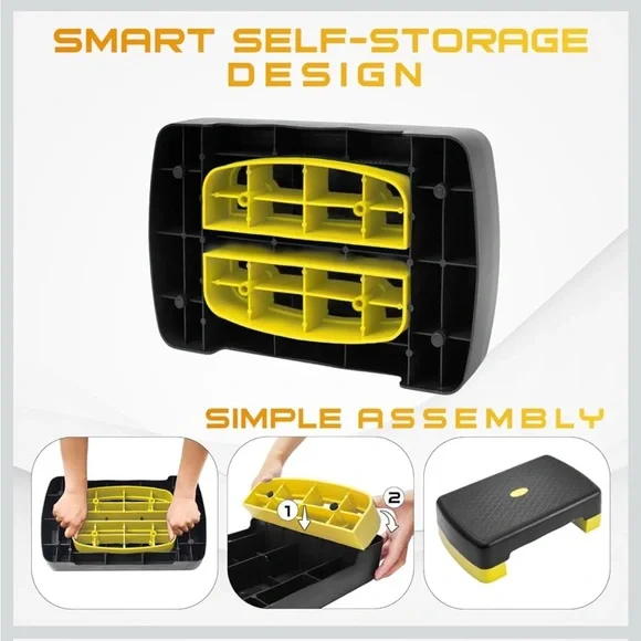 Aerobic Exercise Step Platform with 2 Risers, Adjustable Height Workout Stepper - Picture 4 of 8